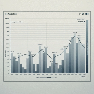 Detailed chart showing historical mortgage rate trends and economic indicators over time