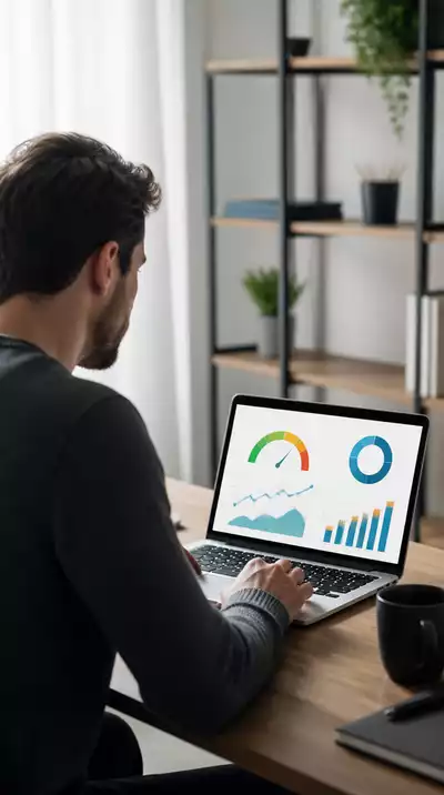 Person reviewing credit score on a laptop