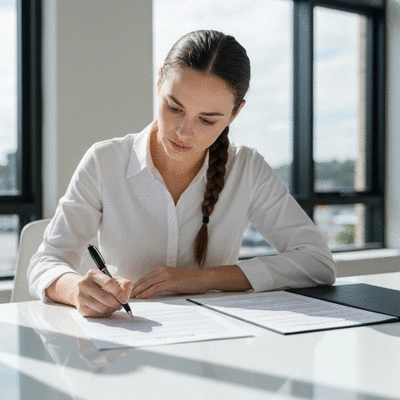 Person reviewing mortgage documents at a desk