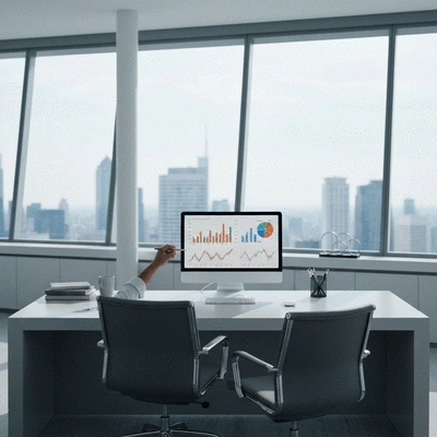 Person analyzing financial graphs and charts on a computer screen, representing economic indicators and market trends