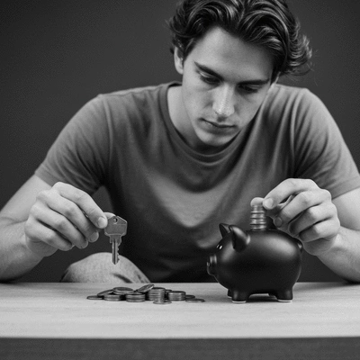 Piggy bank on stack of coins symbolizing saving for a down payment