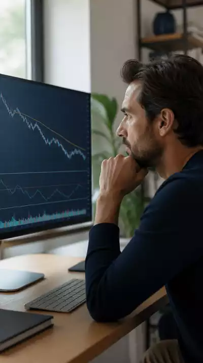 Person analyzing economic data charts on a computer, showing falling interest rates