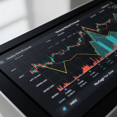 Detailed graph showing housing market forecast trends and mortgage rates